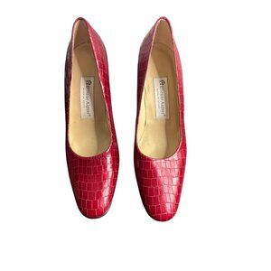 Vintage 90's Etienne Aigner Women's Red Dreamer Pumps Croc Embossed 8